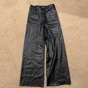 Zara Black Faux Leather Wide-Leg Pants